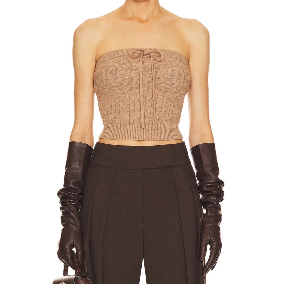 Helsa Taiki Cable Tube Top in Cinnamon Size Small Wool Blend Knit